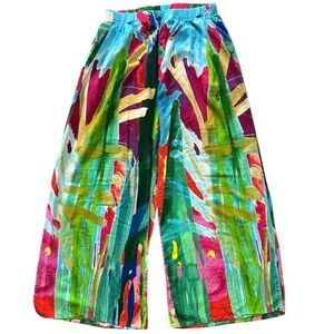 Jams World Women’s Small Fire Garden Wide Leg Pullover Pants Hawaiian